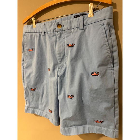 Vineyard Vines Men's Breaker 9" Shorts American Flag Whale Print Shorts Size 32 - Picture 5 of 7